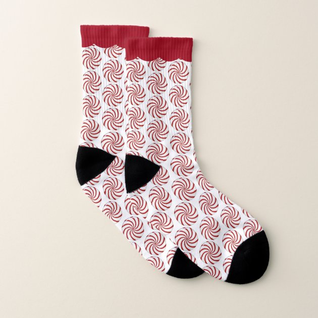 Peppermint Christmas Candy All-Over-Print Socks | Zazzle