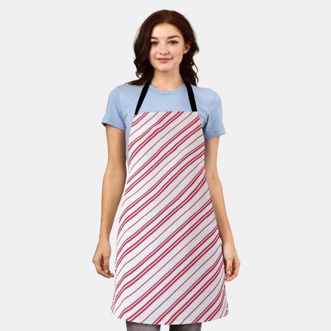 Peppermint Christmas Candy Cane Stripes Apron (Worn)