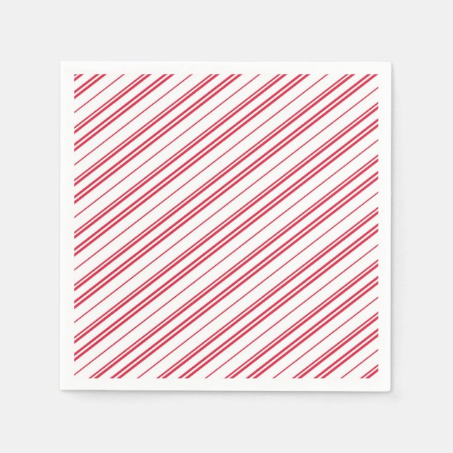 Peppermint Christmas Candy Cane Stripes Napkins (Front)