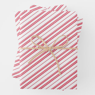 Peppermint Christmas Candy Cane Stripes Wrapping Paper Sheets