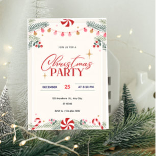 Peppermint Christmas Party Invitation 