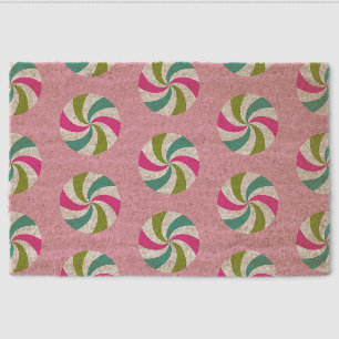 Peppermint Christmas Pink Fiber Doormat