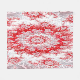 Peppermint Christmas Twist Fractal Fleece Blanket