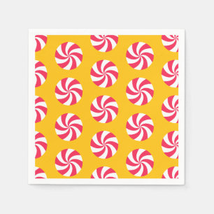 Peppermint Christmas Yellow Orange Napkins