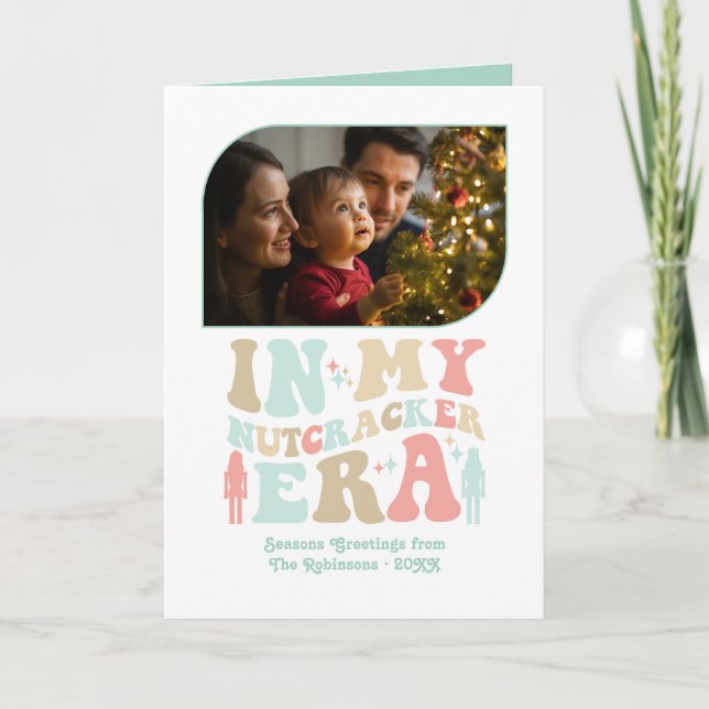 Peppermint Cream Fun Retro Christmas Photos Holiday Card (Front)