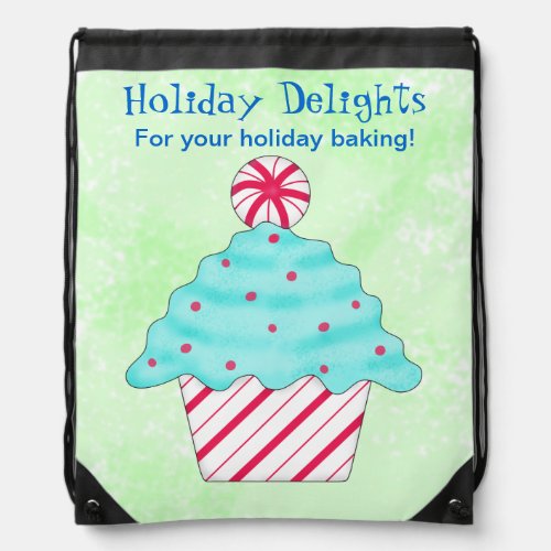 Peppermint Cupcake Baking Business Promotion Drawstring Bag