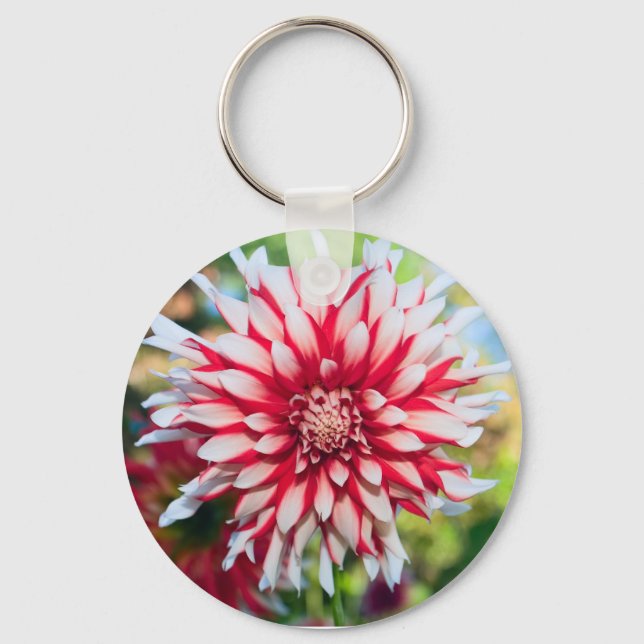 Peppermint Dahlia Keychain (Front)