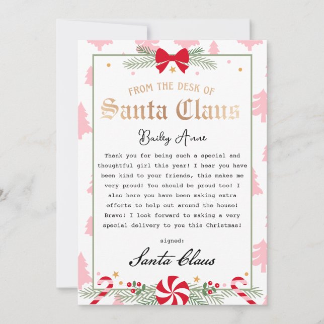 Peppermint Dreams Letter from Santa Printable Invitation (Front)