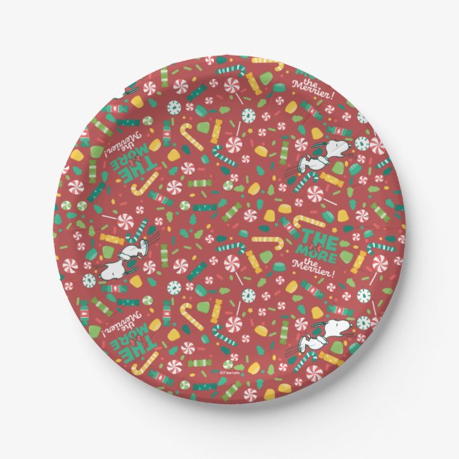 Peppermint Dreams Snoopy Candy Pattern Paper Plates (Front)