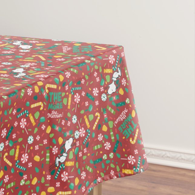 Peppermint Dreams Snoopy Candy Pattern Tablecloth (In Situ)