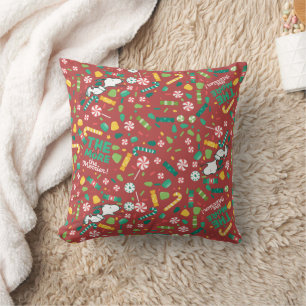 Peppermint Dreams Snoopy Candy Pattern Throw Pillow