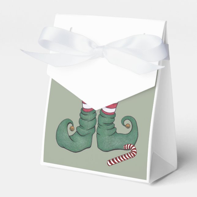Peppermint Elf Holiday Favor Boxes (Front Side)