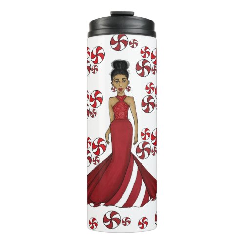 Peppermint Fashion Illustration with Round Mints Thermal Tumbler
