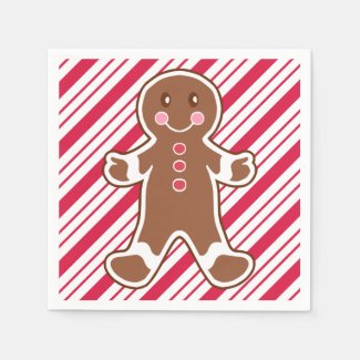 Peppermint Gingerbread Boy Napkins