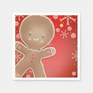 Peppermint Gingerbread Cookie Holiday Party Napkins