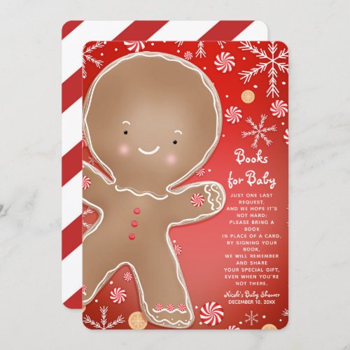 Peppermint Gingerbread Man Holiday Book Request Invitation