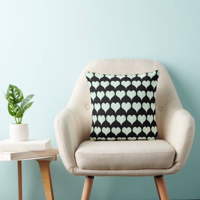 Peppermint Hearts Design Throw Pillow (Chair)