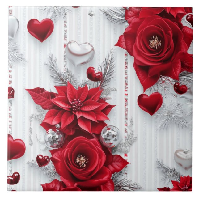 Peppermint Holidays Ceramic Tile (Front)