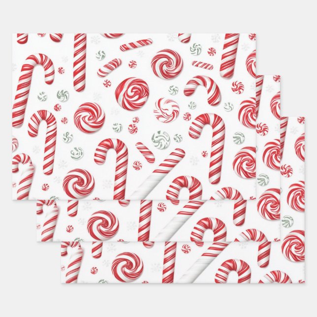 Peppermint Holidays Wrapping Paper Sheets (Set)