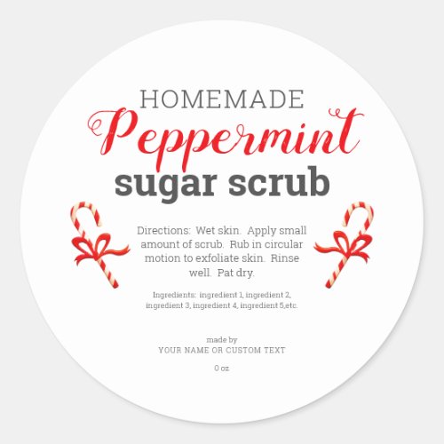 Peppermint Homemade Sugar Scrub Editable Classic Round Sticker