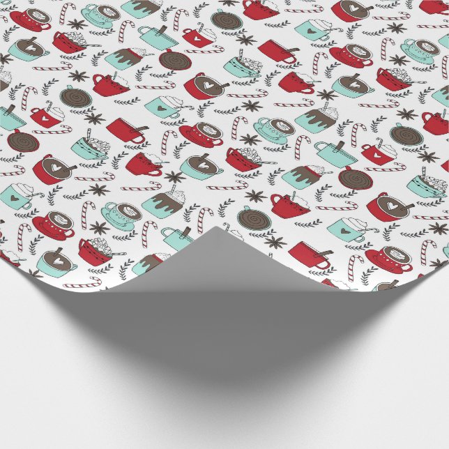 Peppermint Hot Chocolate Christmas Wrapping Paper (Corner)