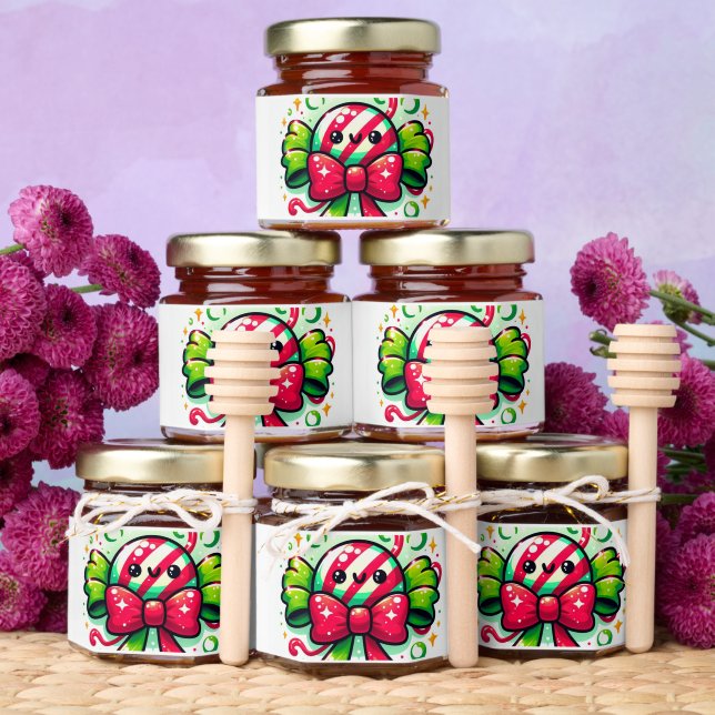 Peppermint Joy: Holiday Candy Character Honey Jar Favors (Insitu)