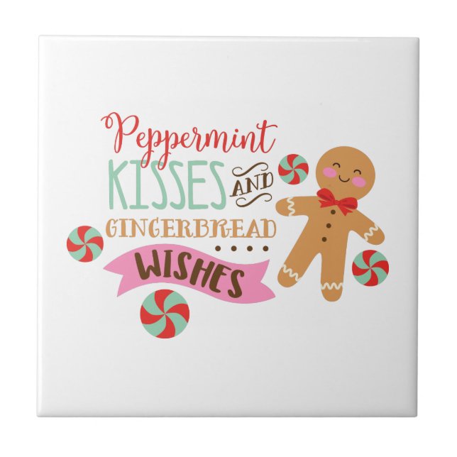 Peppermint Kisses Ceramic Tile (Front)