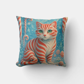 Peppermint Kitten - Candy Cane Forest Pillow