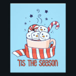 Peppermint Latte Season Photo Print<br><div class="desc">It’s peppermint latte season,  or peppermint hot chocolate. Design is a mug with a red and white striped scarf,  candy cane,  peppermint candy,  and snowman marshmallows. National Peppermint Latte Day is December 3rd.</div>