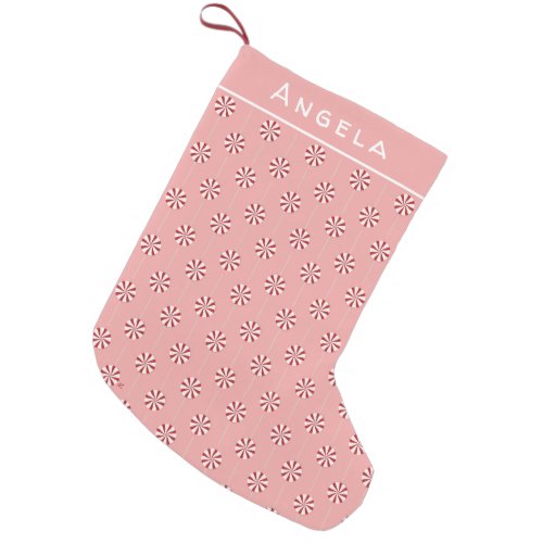 Peppermint Lollipops Pink Christmas Stocking