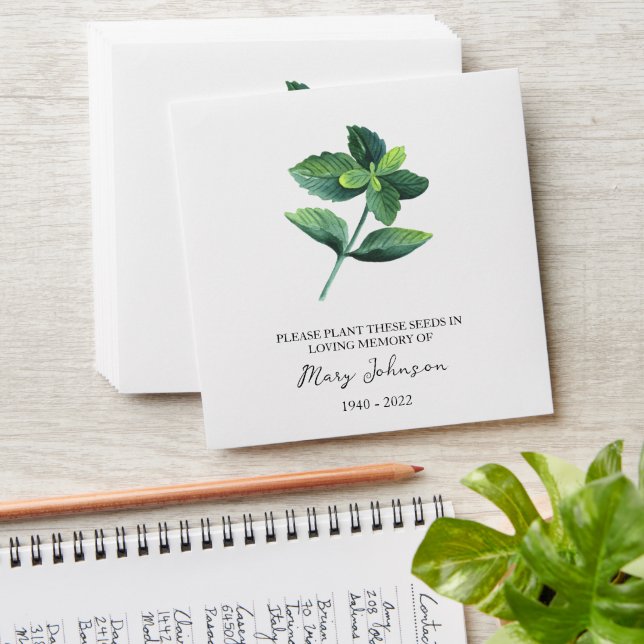 Peppermint Memorial Funeral Seed Envelope (Stacked)