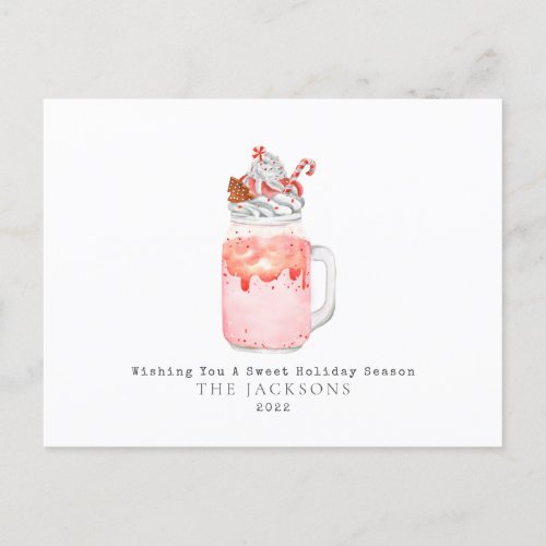 Peppermint Milkshake Sweet Christmas Holiday Postcard