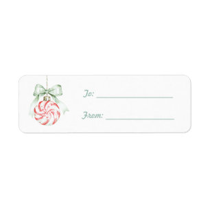 Peppermint Mint Bow Christmas Label
