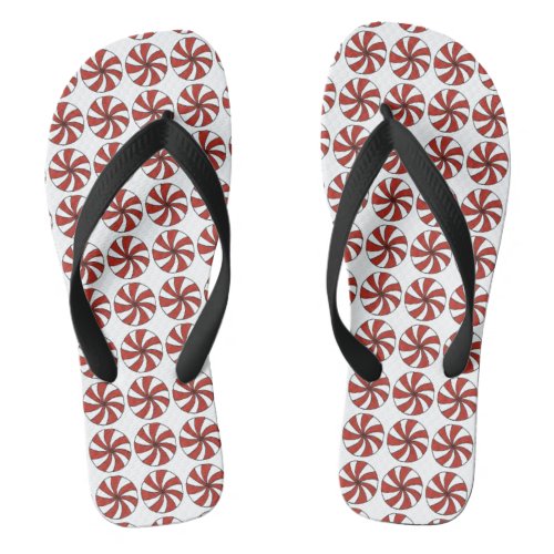 Peppermint Mint Swirl Christmas Candy Holiday Flip Flops