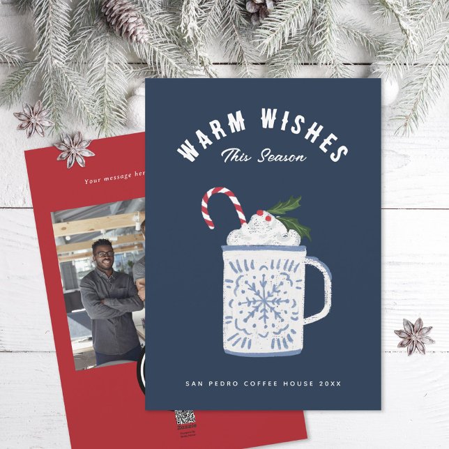 Peppermint Mocha Hot Cocoa Warm Wishes Corporate Holiday Card (Creator Uploaded)