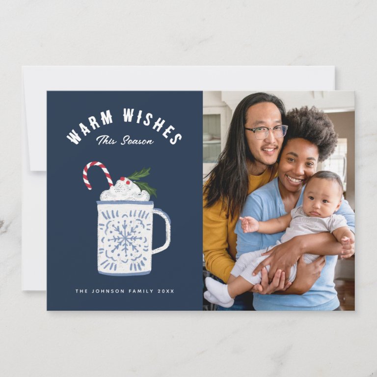 Peppermint Mocha Hot Cocoa Warm Wishes Family Holiday Card