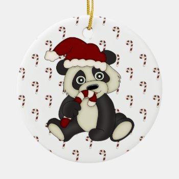 Peppermint Panda Holiday Ornament by doodlesfunornaments at Zazzle