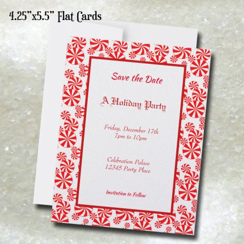 Peppermint Pattern Editable 4.25x5.5 Save the Date