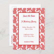 Peppermint Pattern Holiday Editable Save the Date