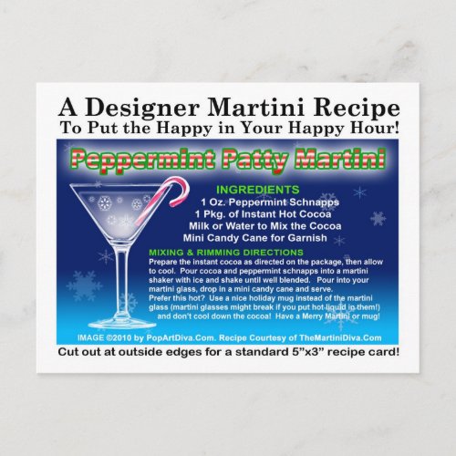 Peppermint Patty Christmas Martini Recipe Postcard