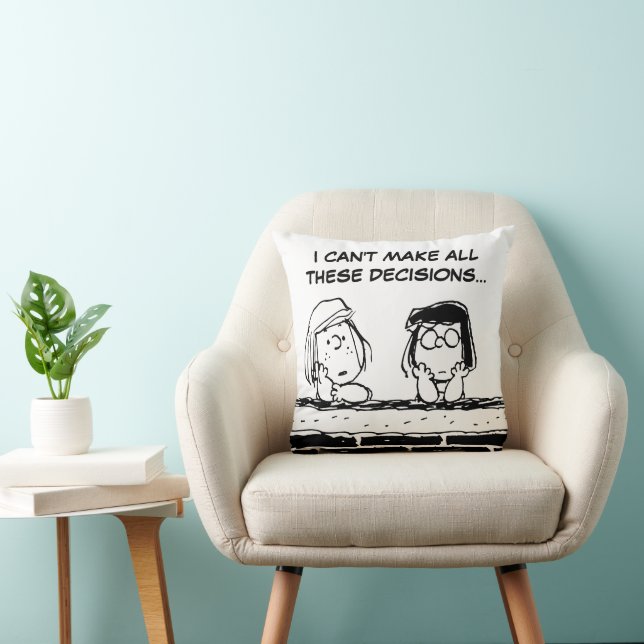 Peppermint Patty & Marcie at the Wall Throw Pillow (Chair)