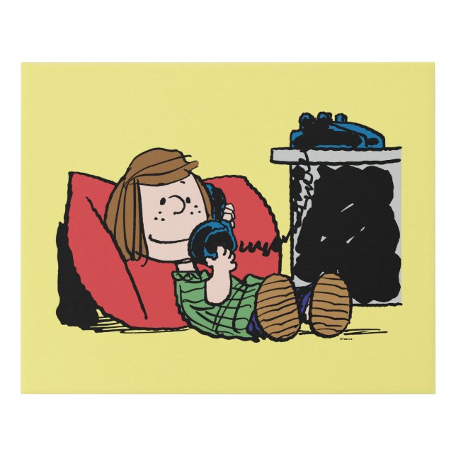 Peppermint Patty on the Phone Faux Canvas Print (Front)
