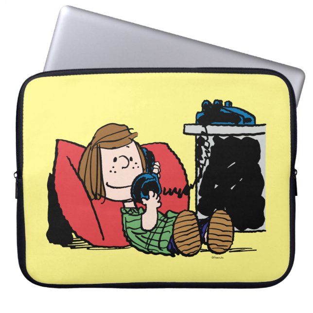 Peppermint Patty on the Phone Laptop Sleeve (Front)