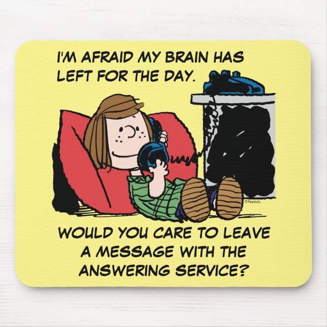 Peppermint Patty on the Phone Mouse Pad (Front)