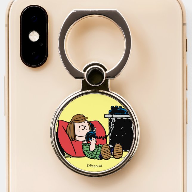 Peppermint Patty on the Phone Phone Ring Stand (Close Up)