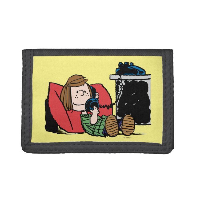 Peppermint Patty on the Phone Trifold Wallet (Front)