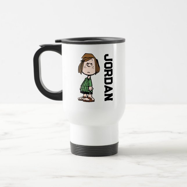 Peppermint Patty Rolling Eyes | Add Your Name Travel Mug (Left)
