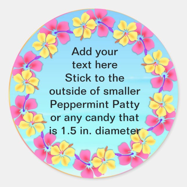 Peppermint Patty Stickers Tropical Luau FAVORS (Front)