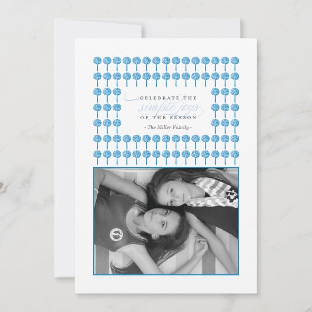 Peppermint Peacock Framed Holiday Photo Card (Front)