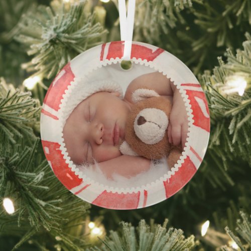 Peppermint Photo Frame  Cute Christmas Holiday Glass Ornament